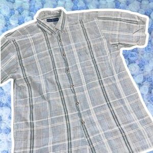 Vintage 90s Shirt World Island Plaid Muted Chest Pocket Short Sleeved Collared